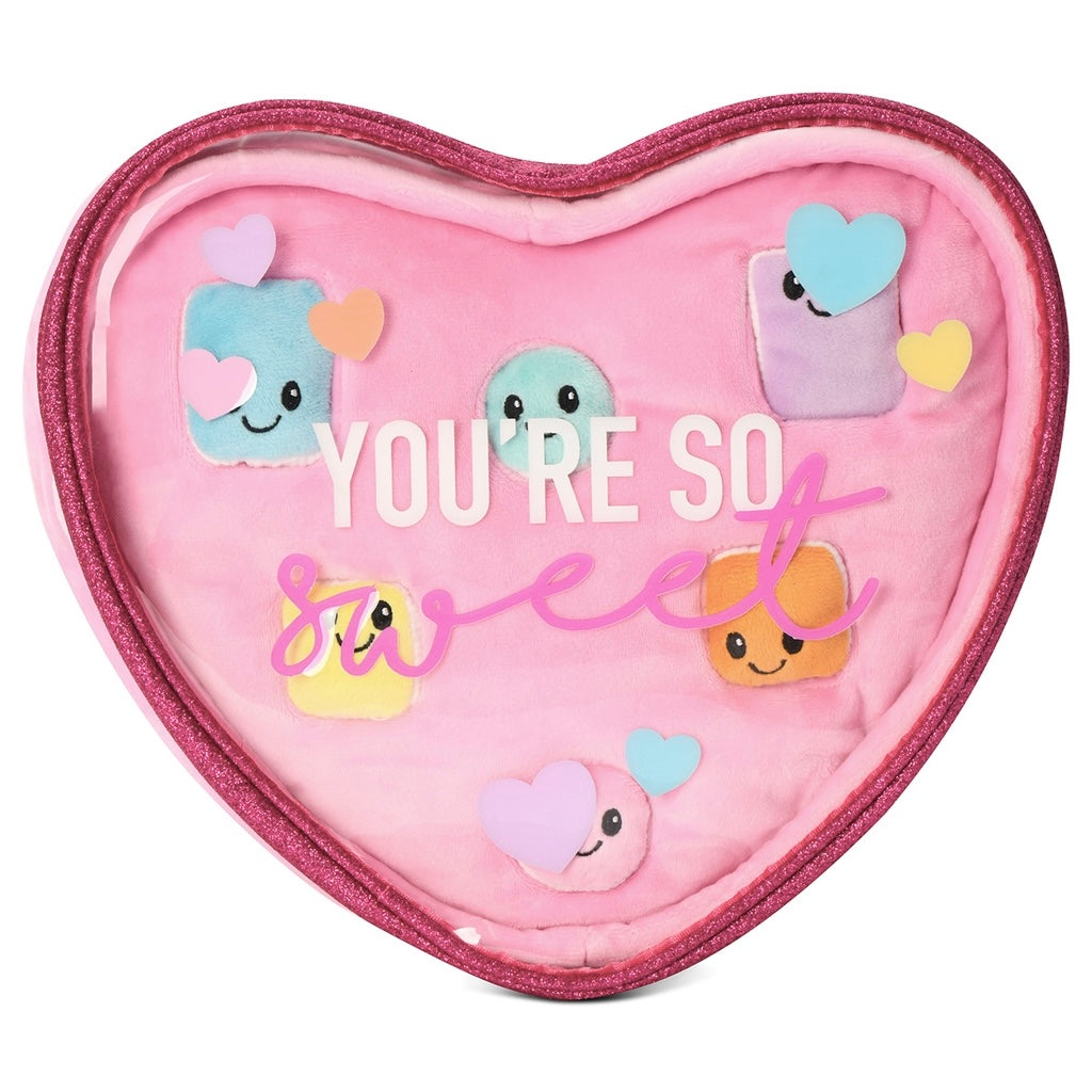 Peluche boîte rose de chocolat