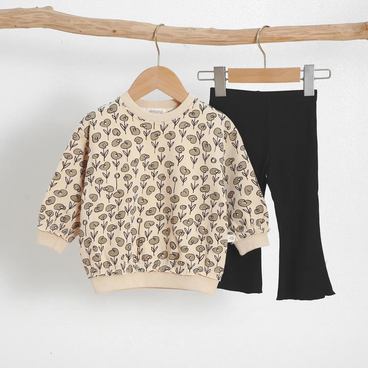 Ensemble bébé/enfant en coton biologique à volants Rose