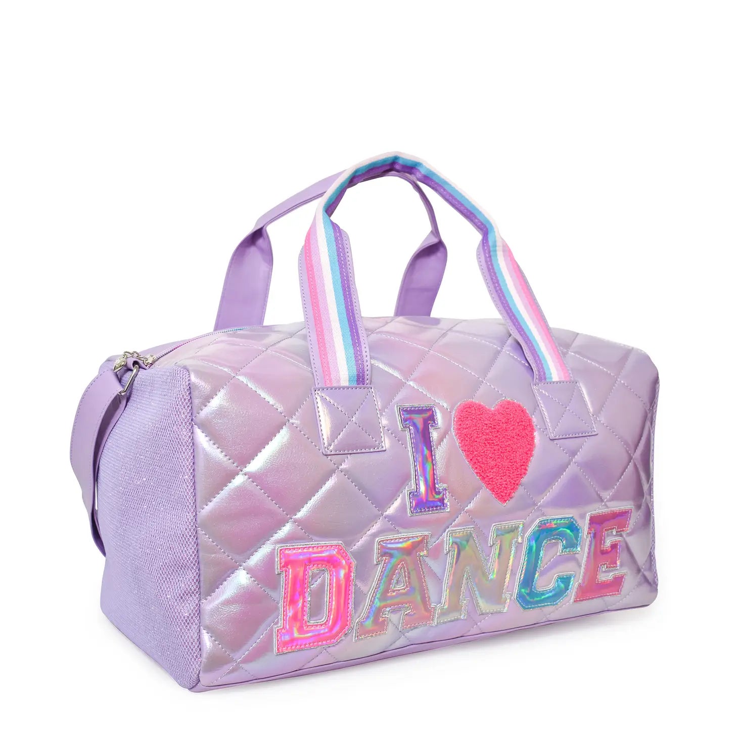 dance' Quilted Metallic Lavender Duffle Bag