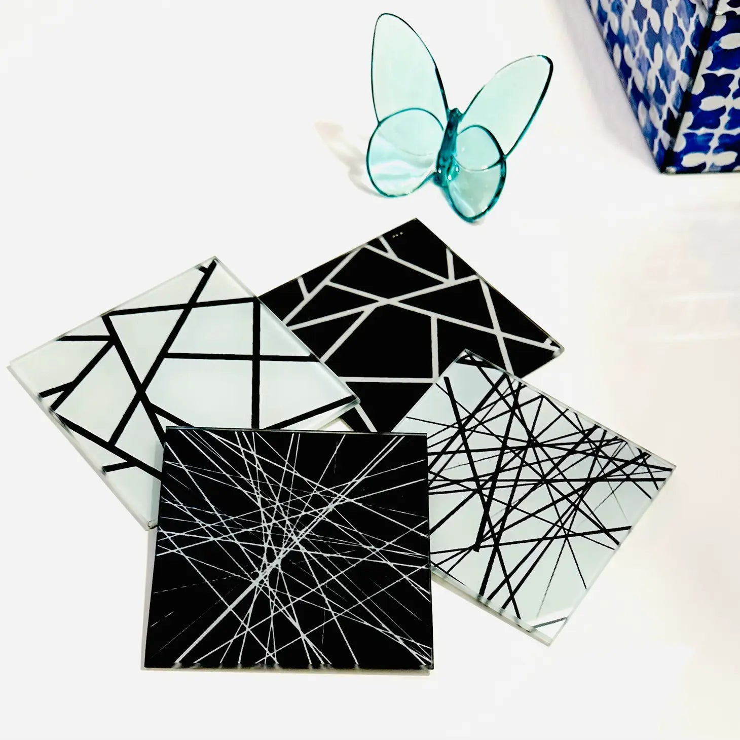 Sous-verres en verre abstraits (lot de 4)