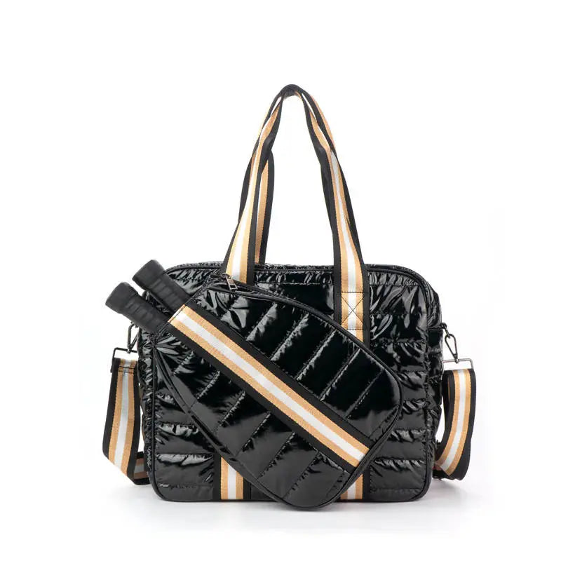 Puffer Pickleball Tote, Black W/Tan