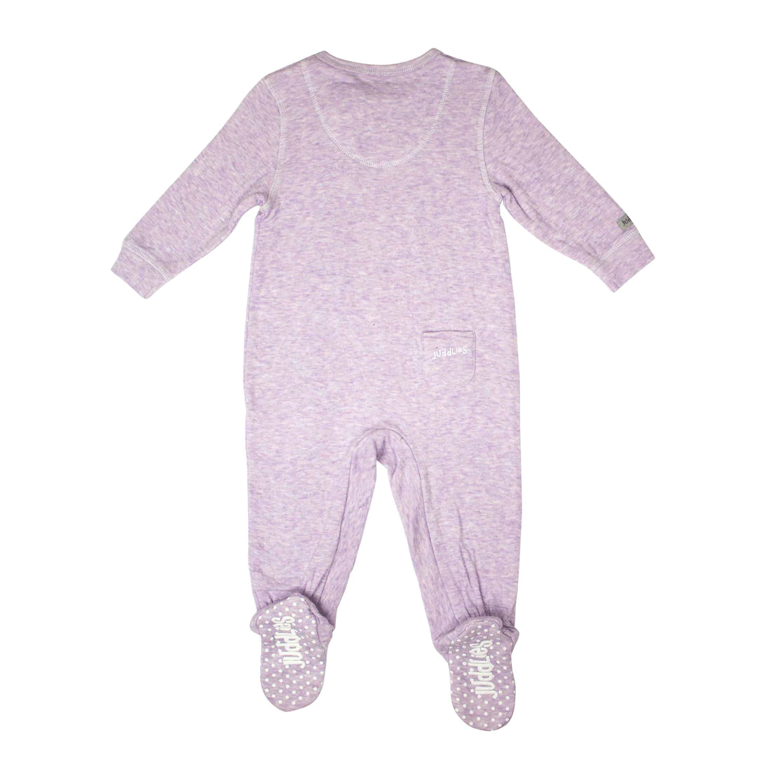Baby footed Two-Way Zipper Sleeper - Lavender Fleck