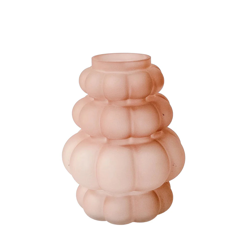Vase givré en forme de bulle - Rose