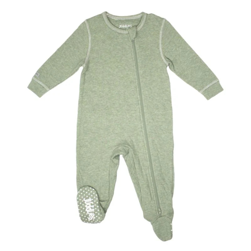 Baby footed Sleeper - Olive Fleck
