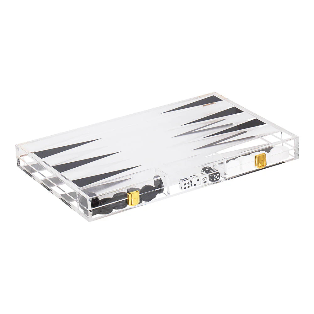 Jeu de backgammon en Lucite massif de 18 pouces