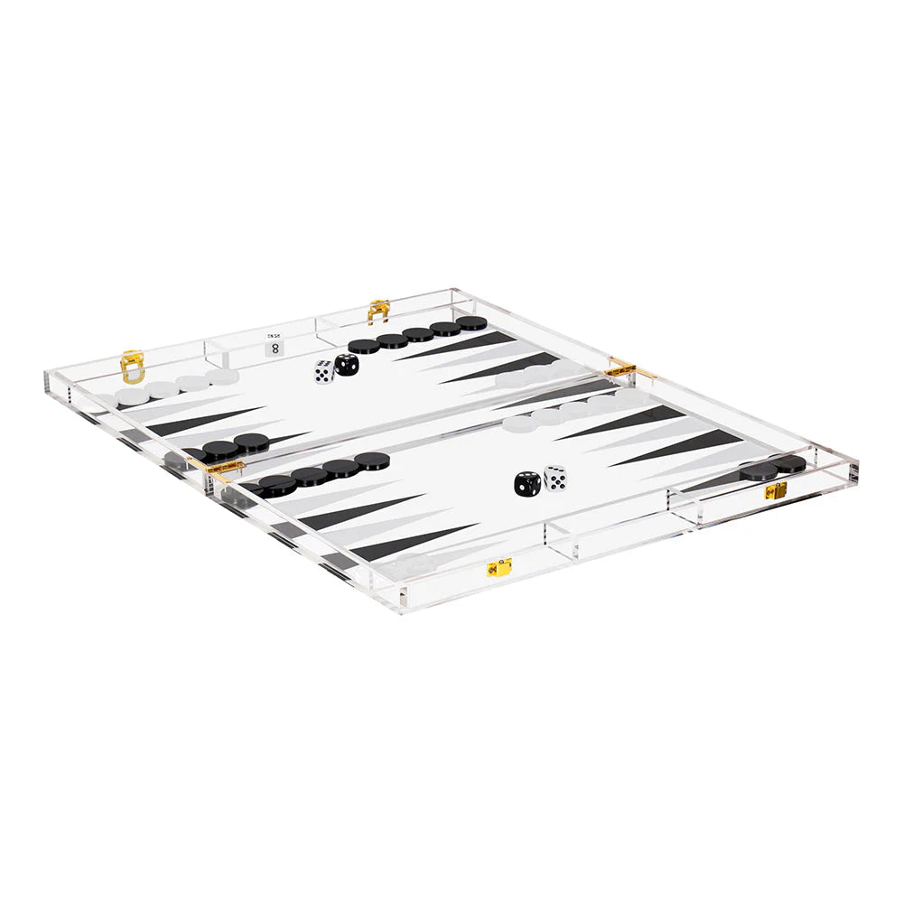 Jeu de backgammon en Lucite massif de 18 pouces