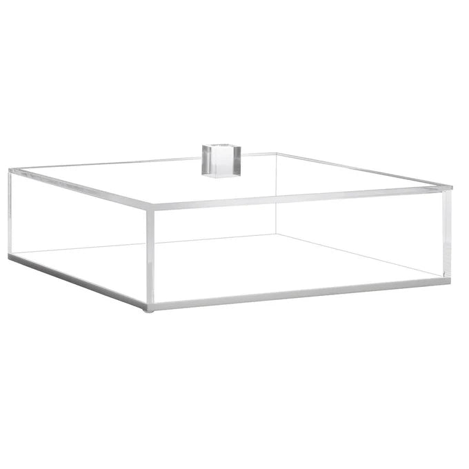 clear lucite square matzah box with white base