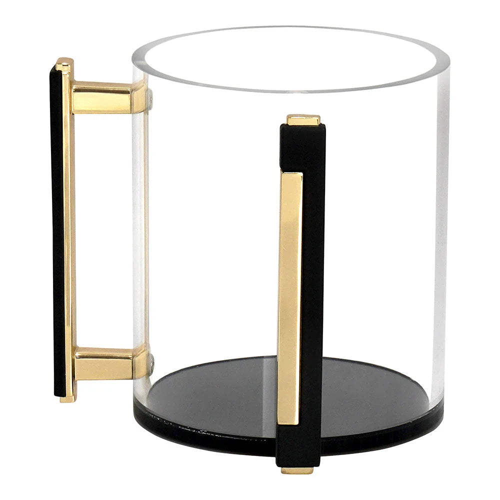 Lucite Clear Wash Cup with Gold Designed Handles - Black & Gold