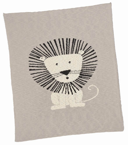 Personalized grey Blanket - Lion
