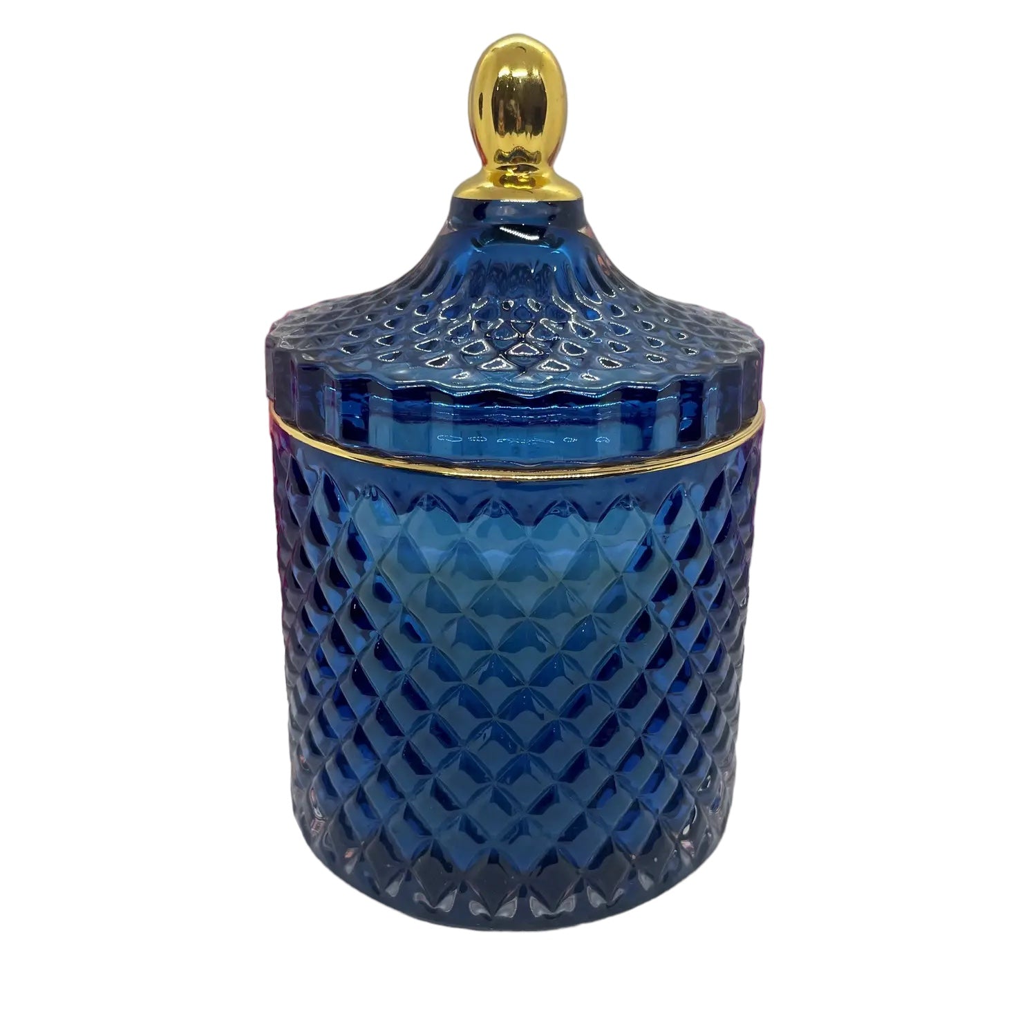 Grande bougie de soja - Geo Diamond Blue avec accents dorés, Hey Sailor !