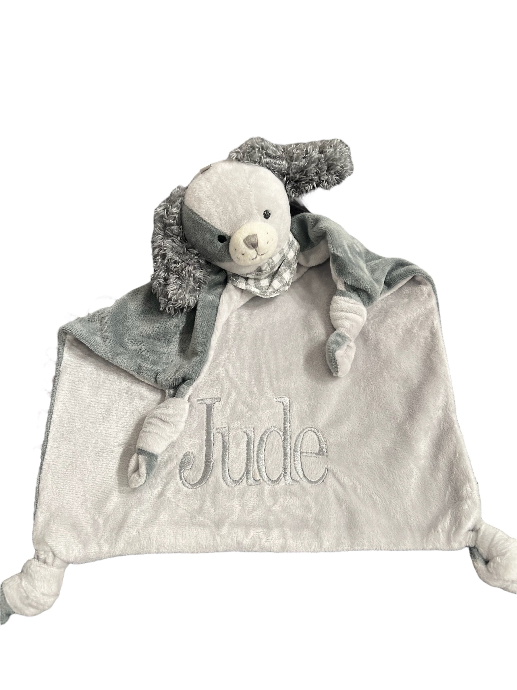 Personalized Baby Lovey - Grey Puppy