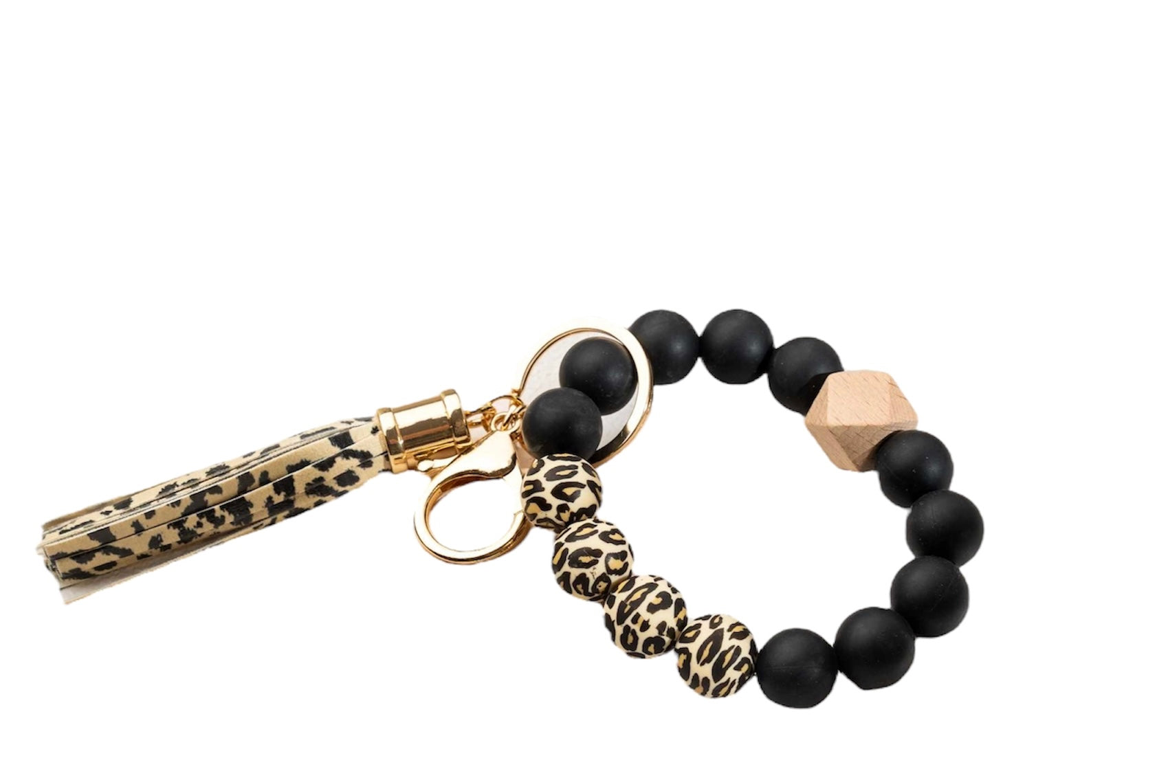 Porte-clés avec bracelet jonc, marbre marron