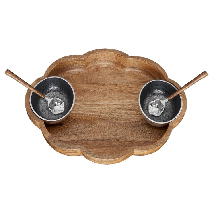 Bol en bois Silver Lining avec 2 bols et 2 cuillères à nuage