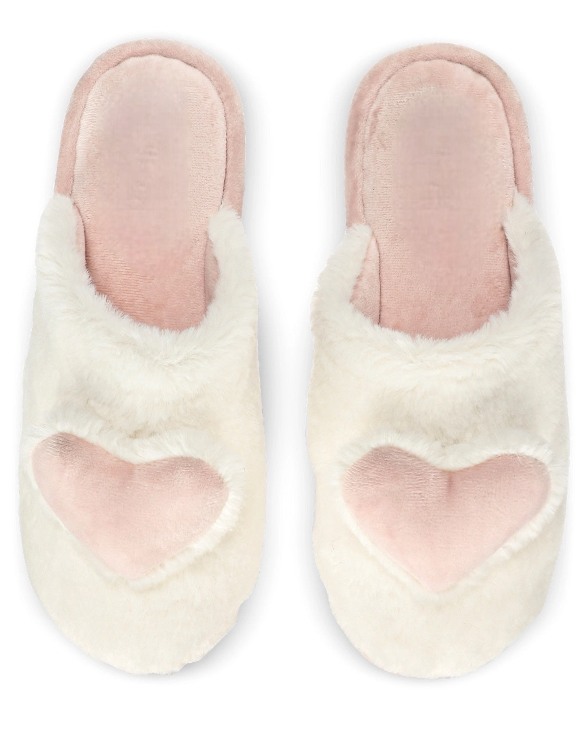 Chaussons en peluche en forme de cœur 3D | Rose