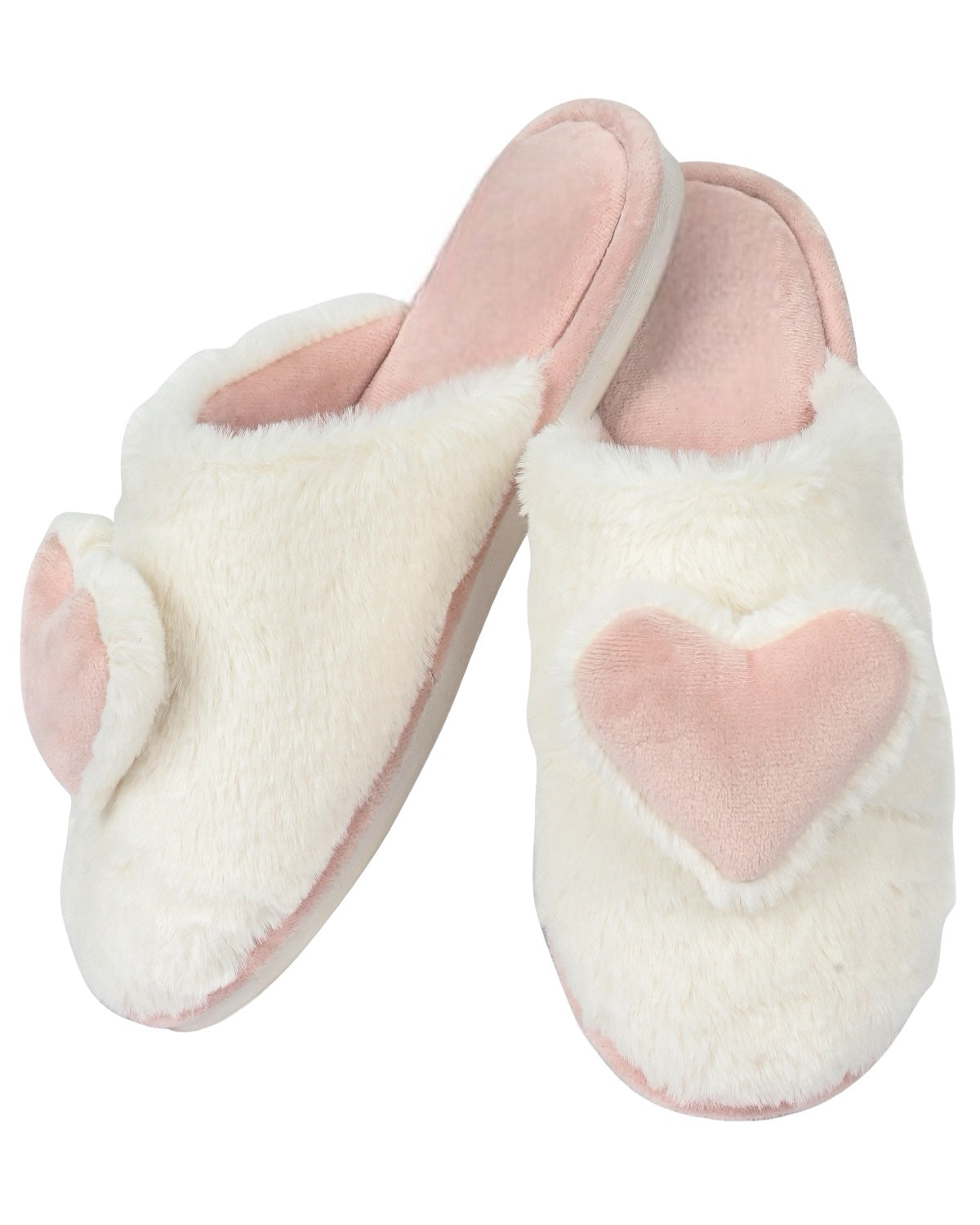 Chaussons en peluche en forme de cœur 3D | Rose