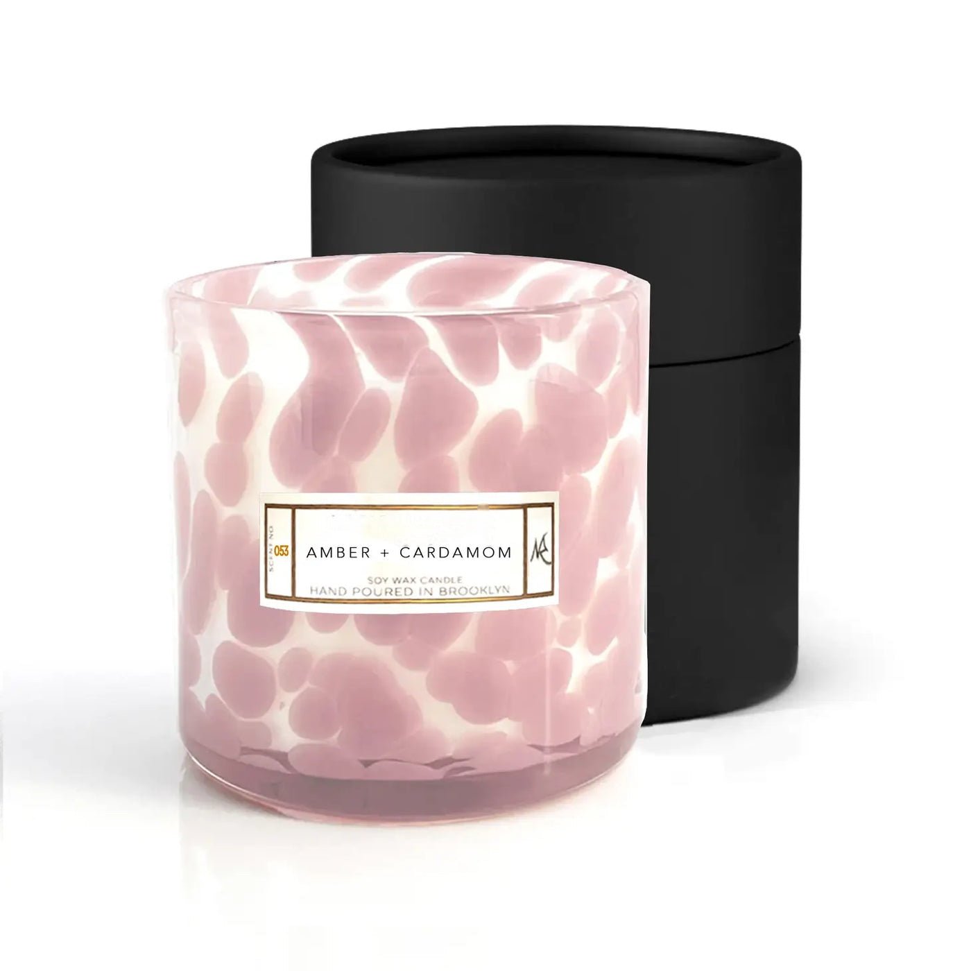 Bougie en cire de soja flamant rose ambre et cardamome