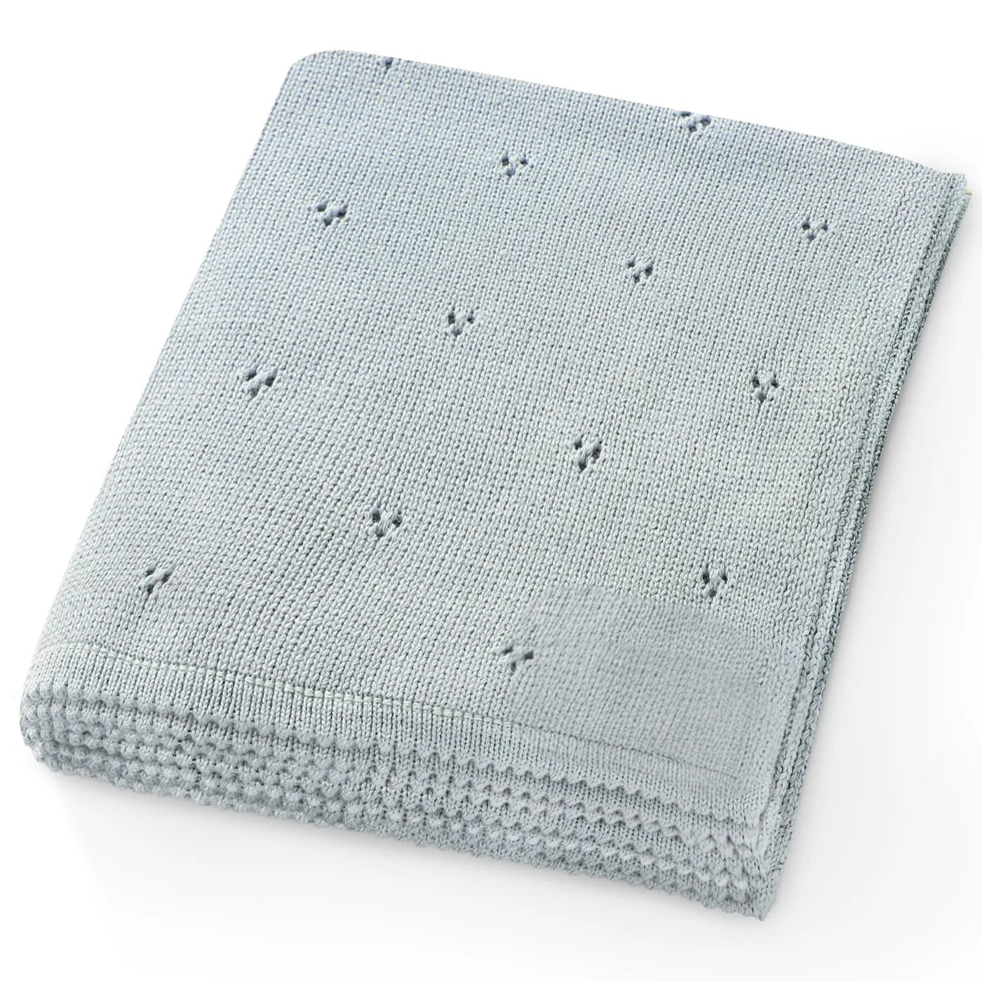 Powder blue Organic Cotton Pointelle Receiving Baby Blanket