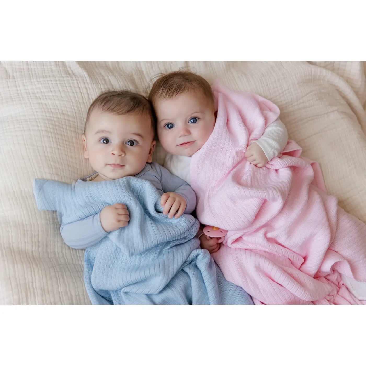 Blue Luxury Organic Cotton Ribbed Baby Blanket