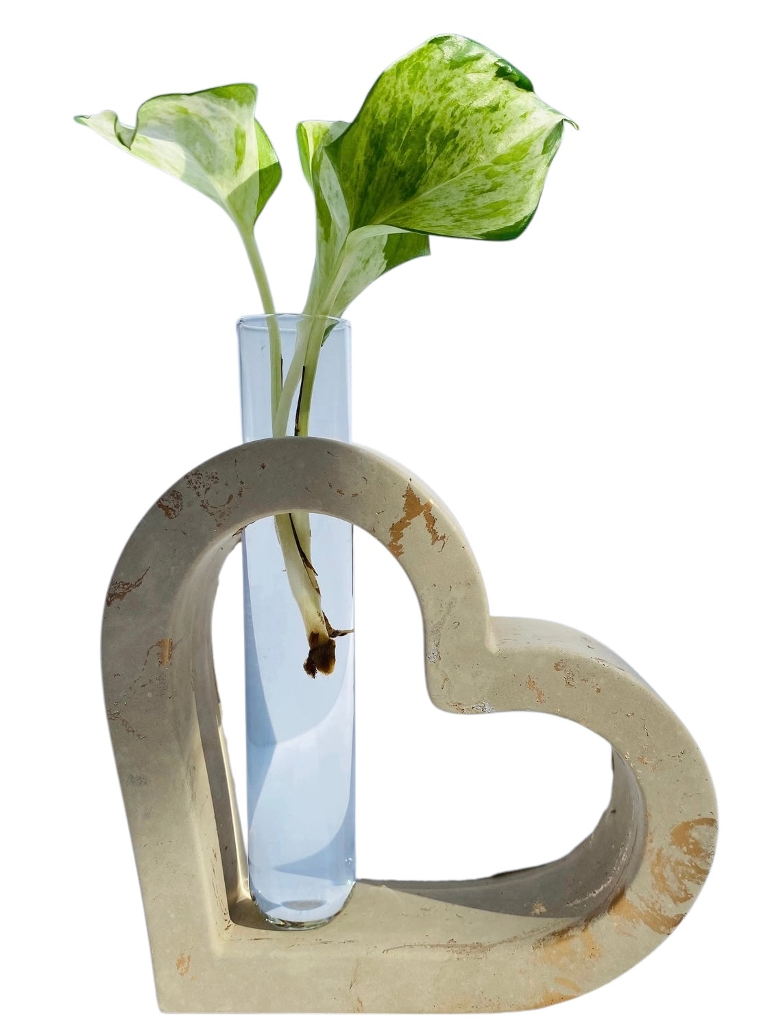 Beige and gold Heart Concrete Bud Vase