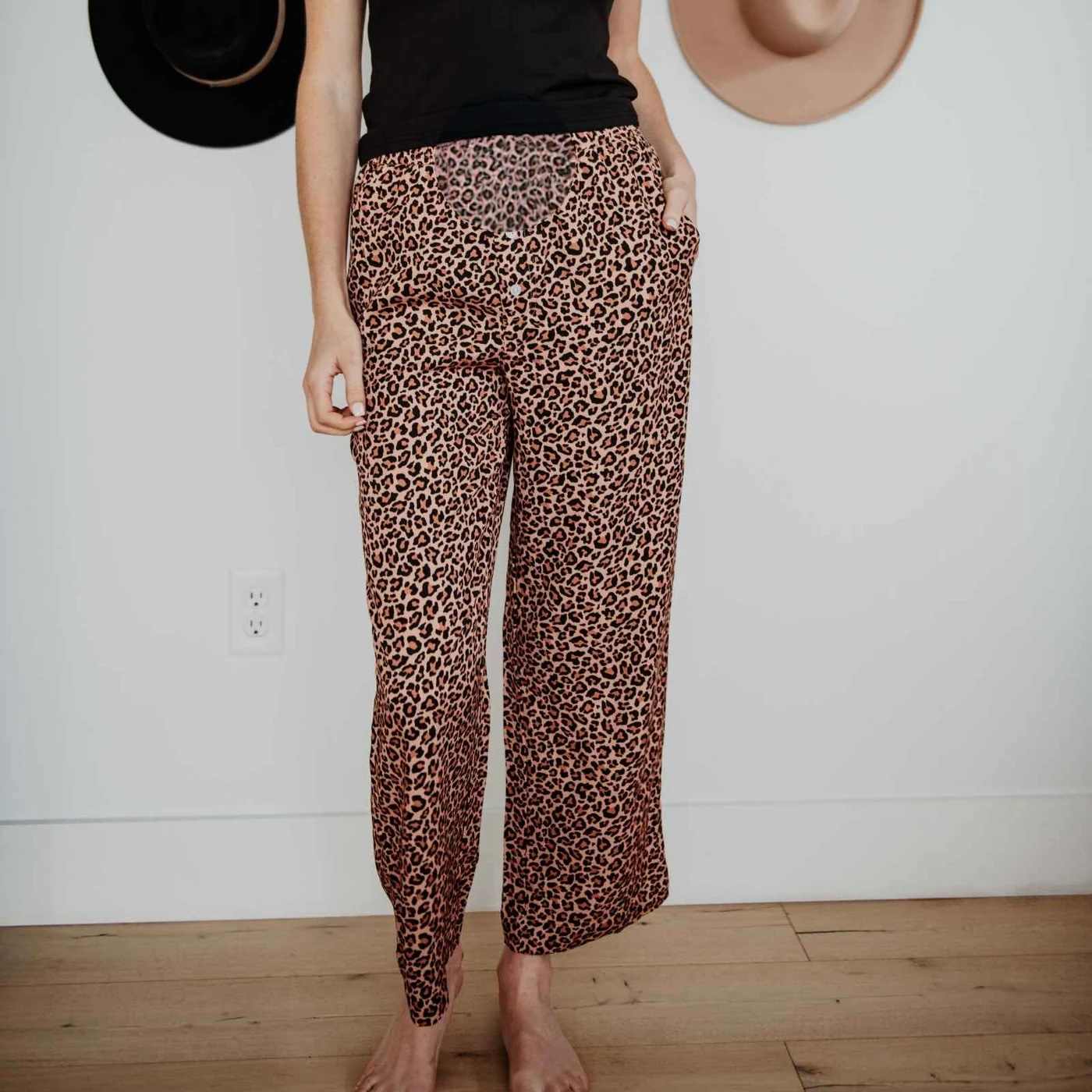 Brown Leopard Print Boxer Pajama Pants