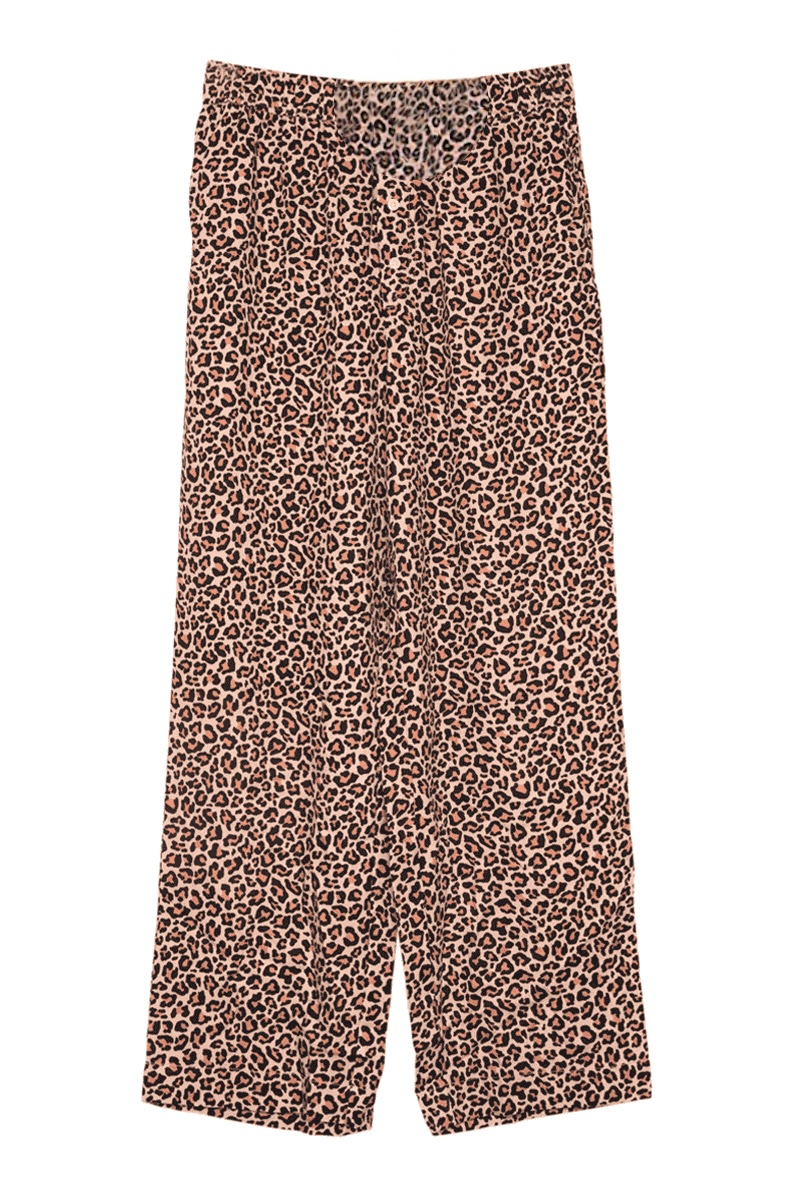 Brown Leopard Print Boxer Pajama Pants