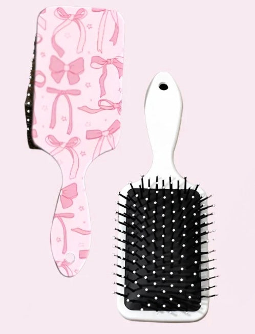PADDLE HAIR BRUSH -pink Bow