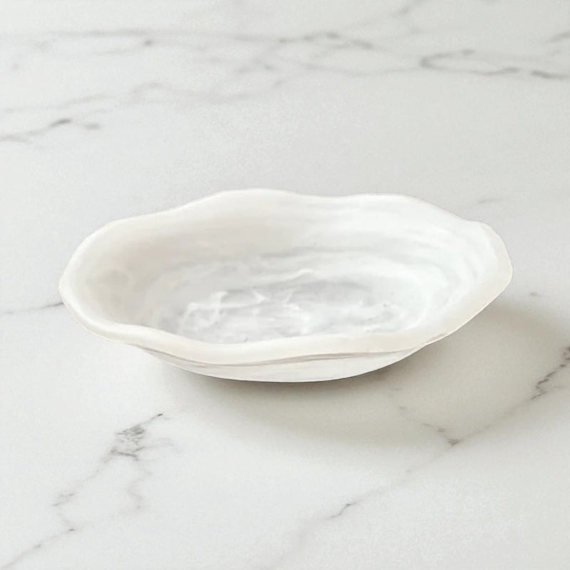 Resin white swirl salad plate - small