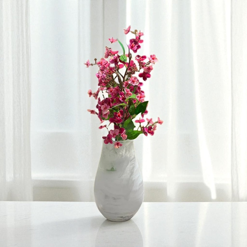 Resin white swirl vase