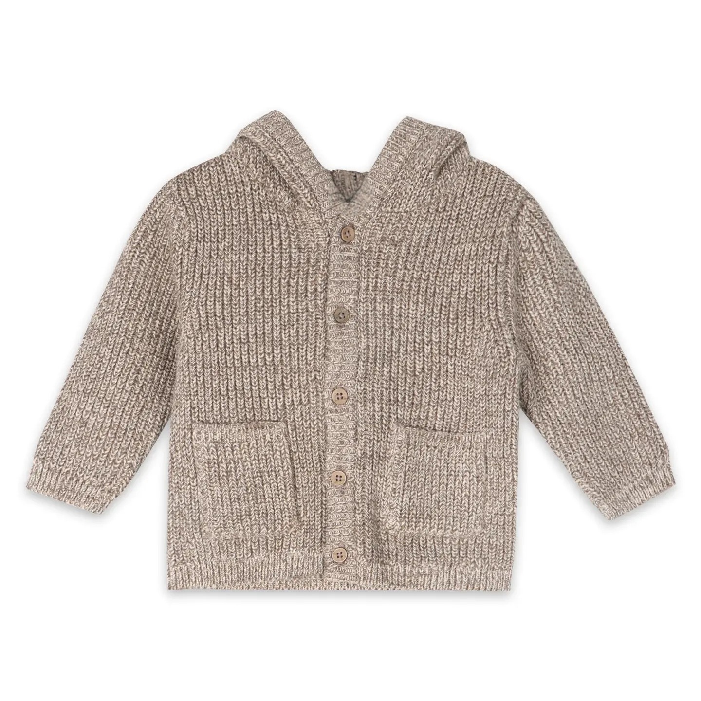 Classic Chunky Knit Baby Hooded Jacket (Organic Cotton)