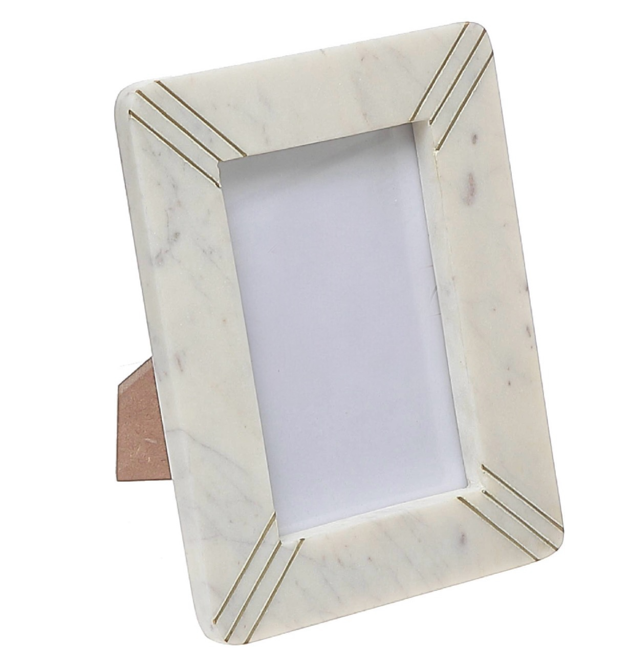 4"X6" Marble With Brass Inlay Picture Frame
