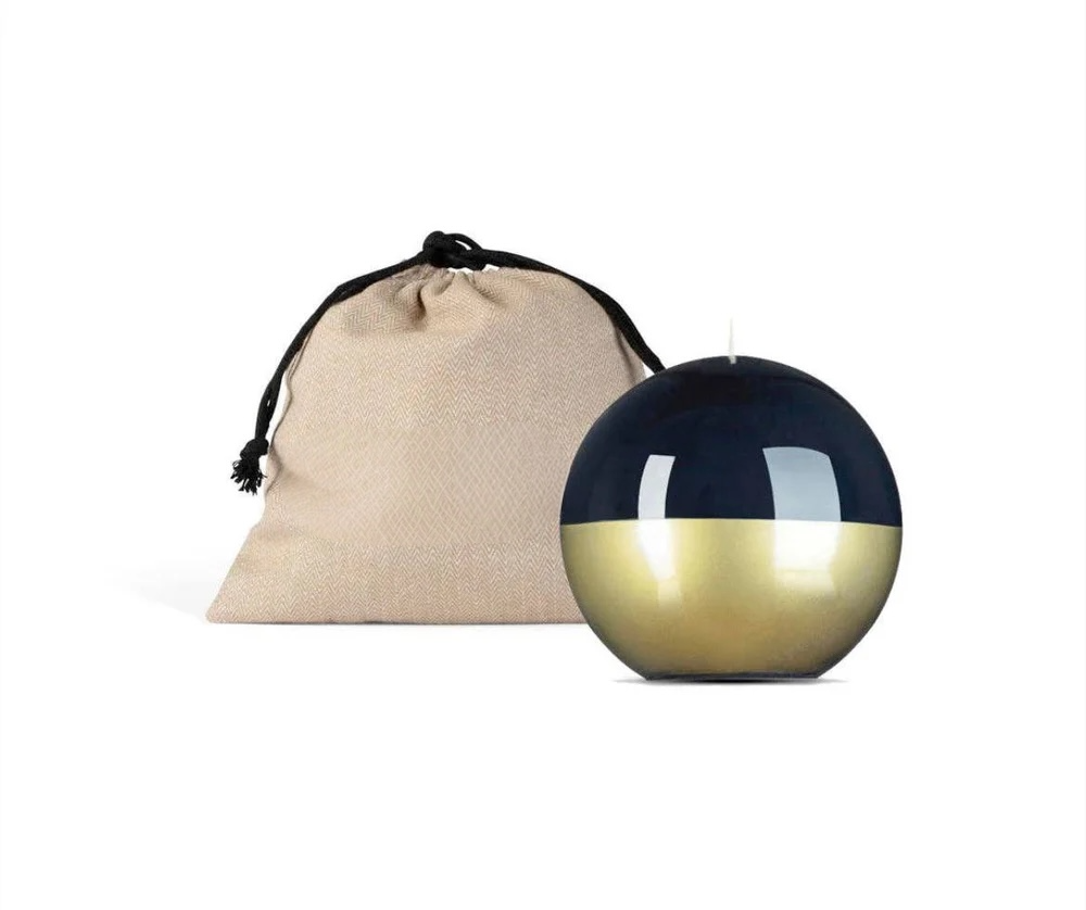 4 inch High Gloss Candle Sphere - black/gold