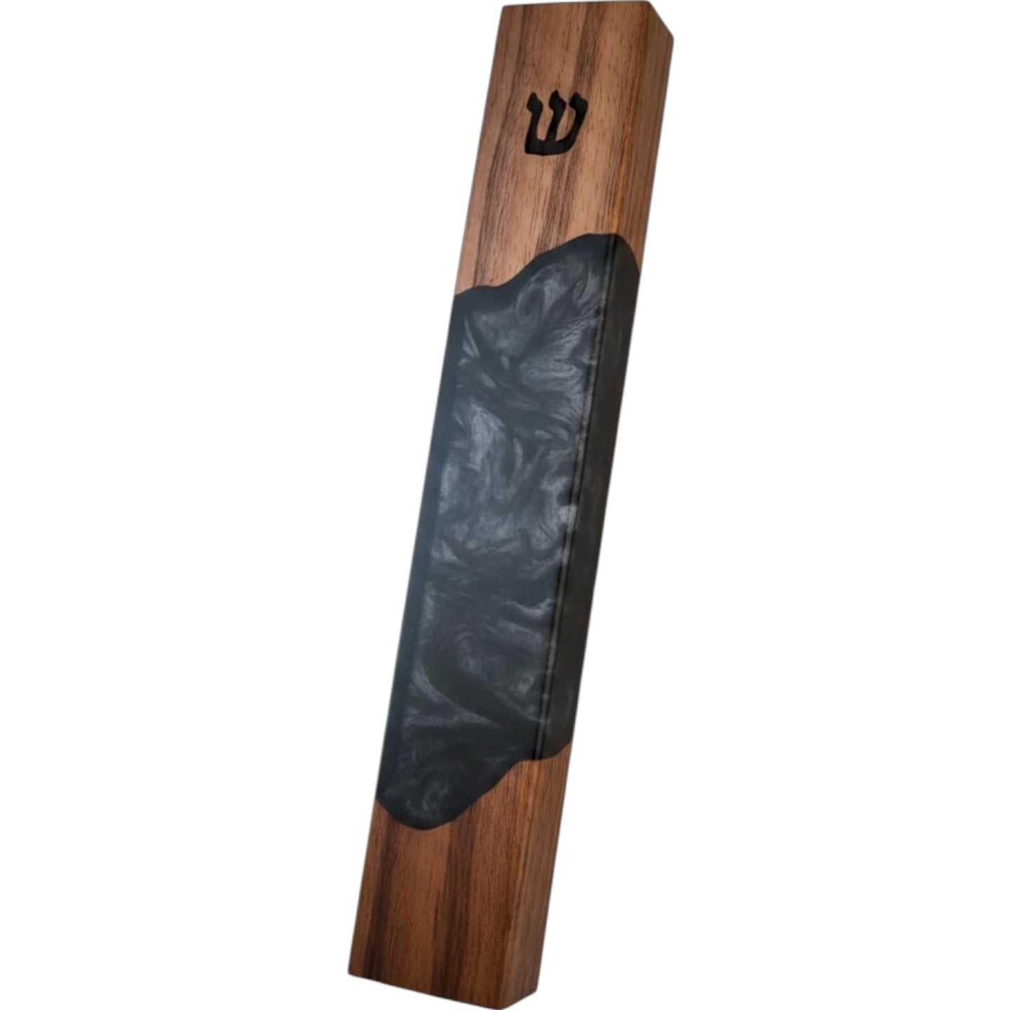 Resin BLACK and wood mezuzah