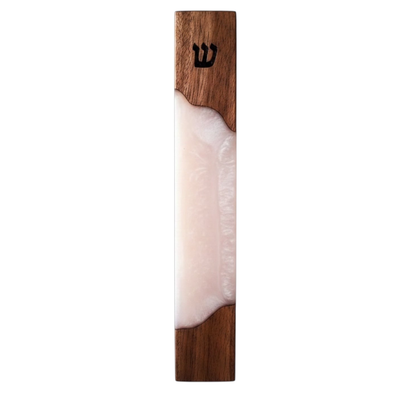 Resin WHITE and wood mezuzah