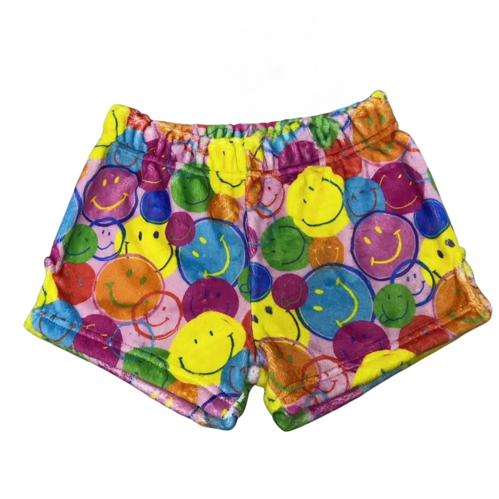 Plush Shorts-Neon Smiles