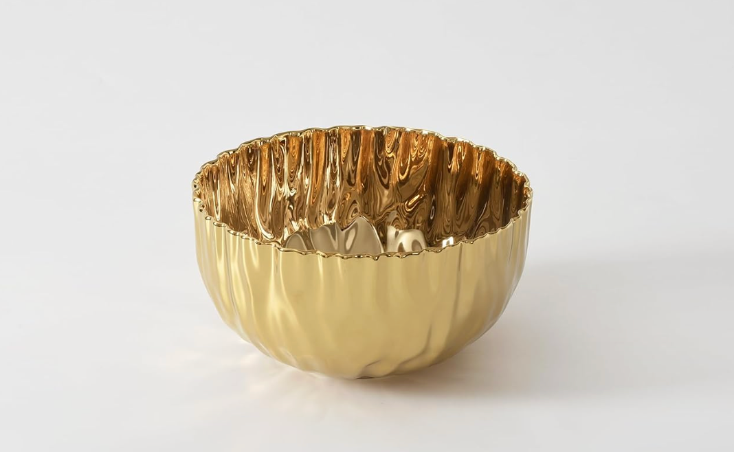Bol moyen en porcelaine Pampa Bay Golden Salerno blanc