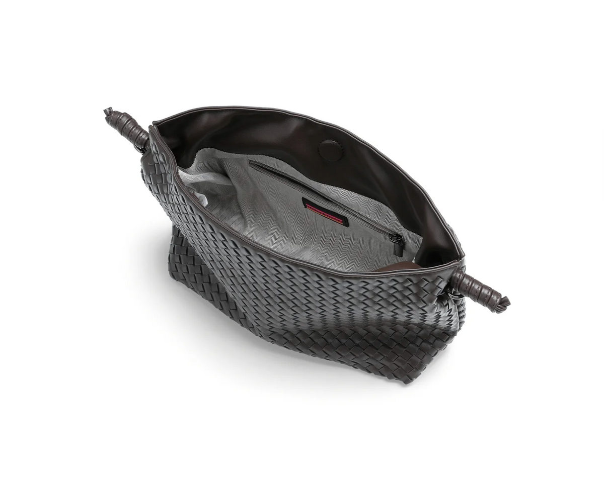 Sac cabas en cuir végan gaufré - noir