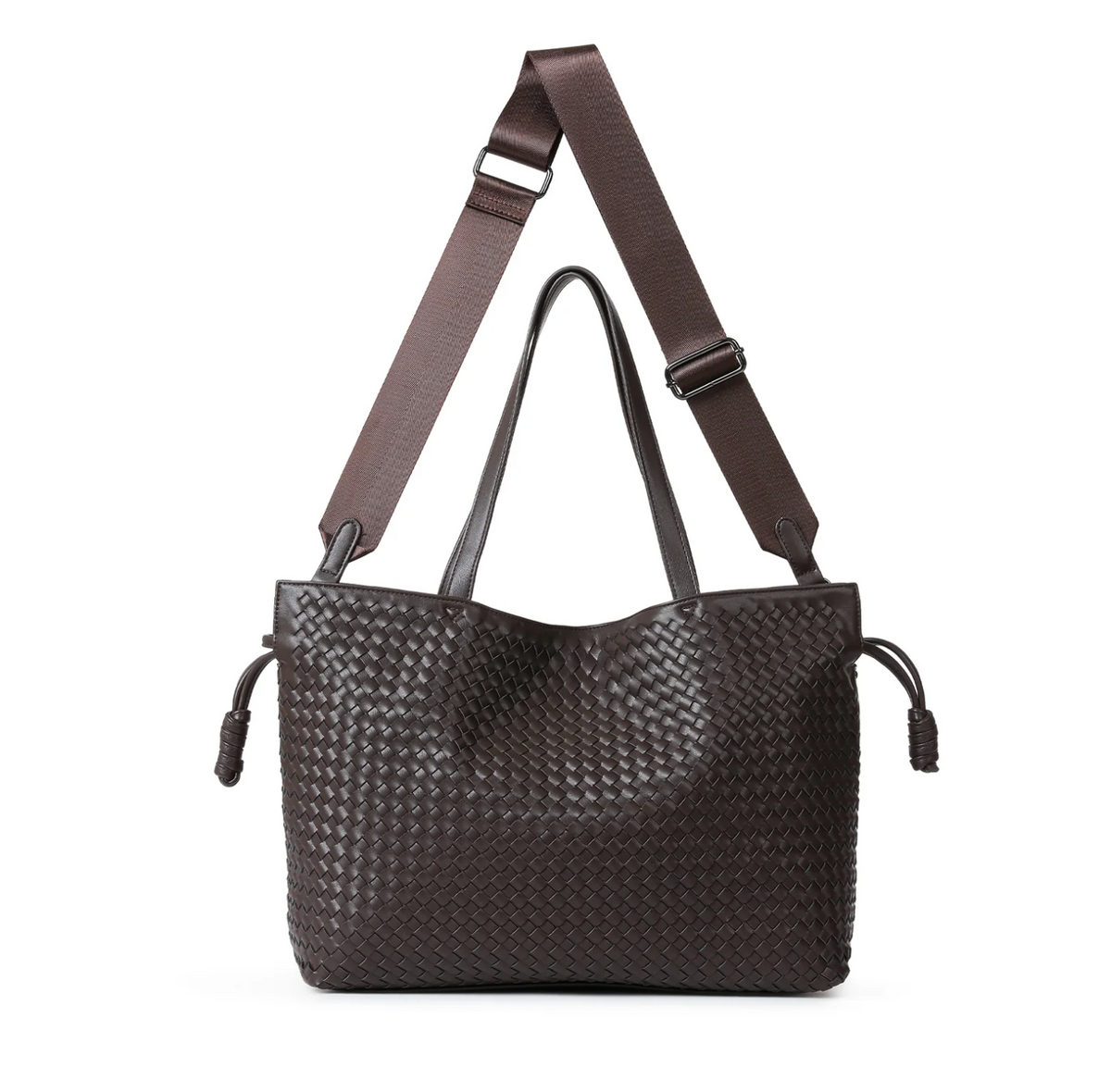 Sac cabas en cuir végan gaufré - noir
