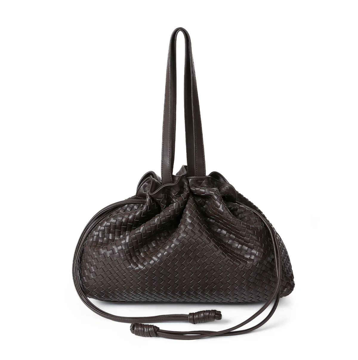 Sac cabas en cuir végan gaufré - noir