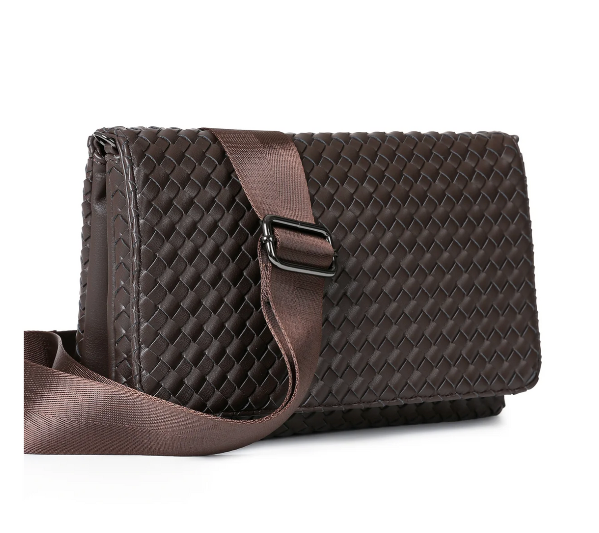 woven vegan leather crossbody bag - java
