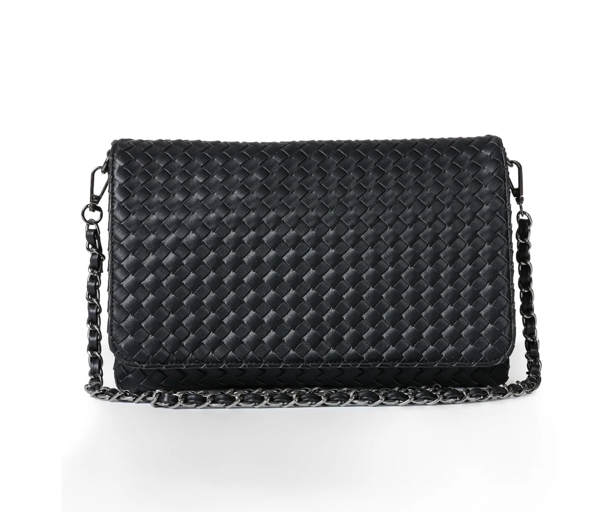 Sac cabas en cuir végan gaufré - noir