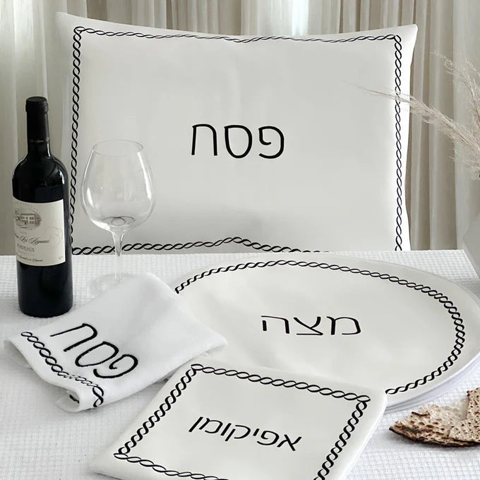 braided design seder set- black