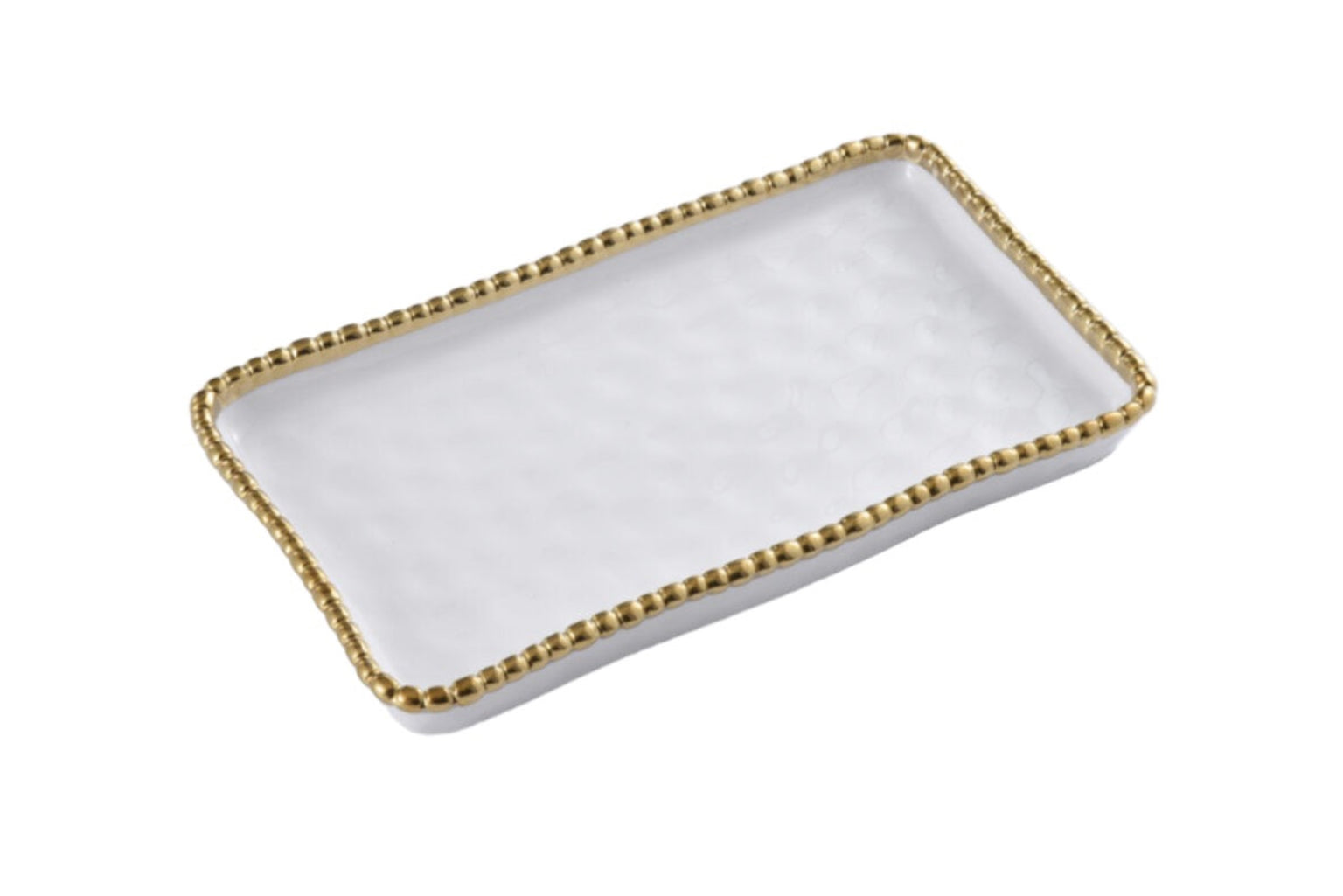 Pampa Bay Rectangular Vanity Tray With Gold Beads