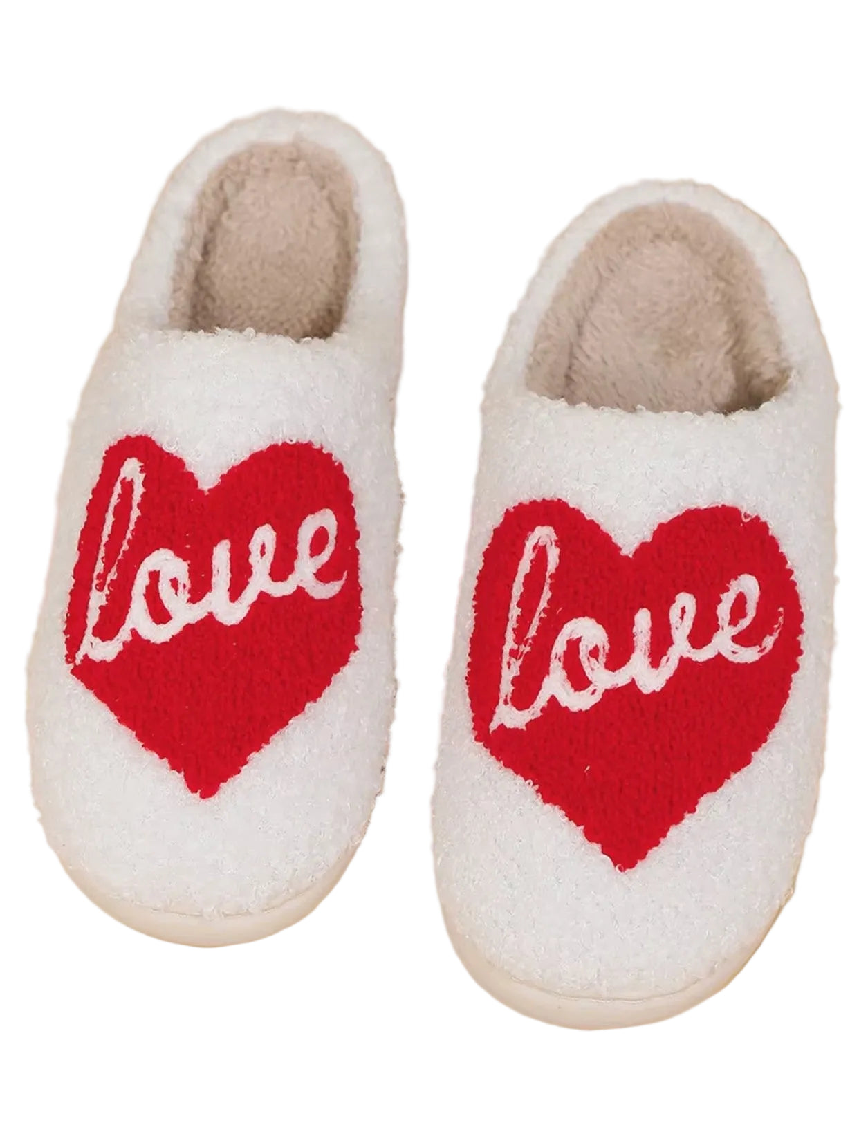Soft Plush Fuzzy Non-Slip Slippers heart