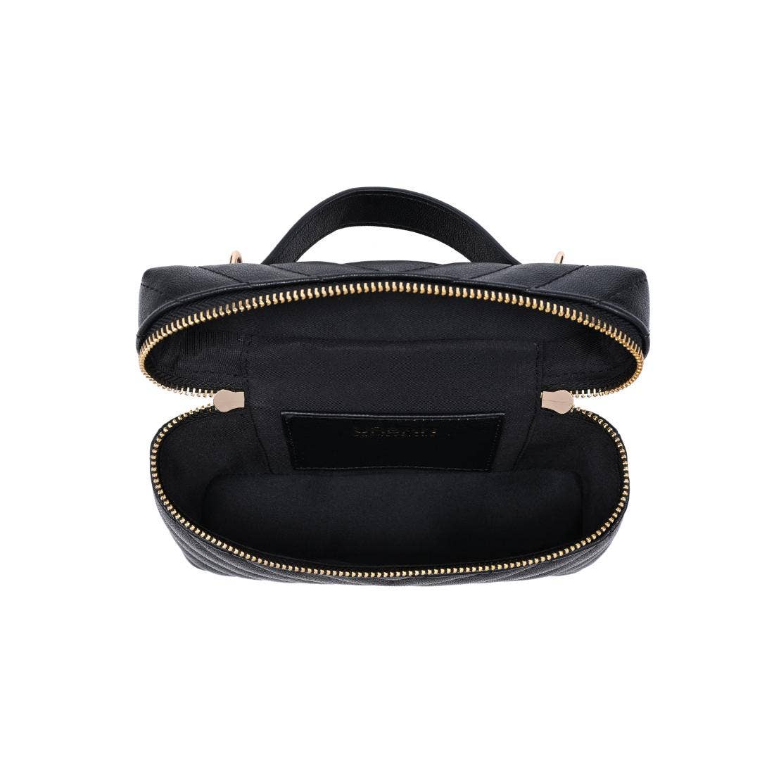 Chevron-quilted Vanity bag with chain - black
