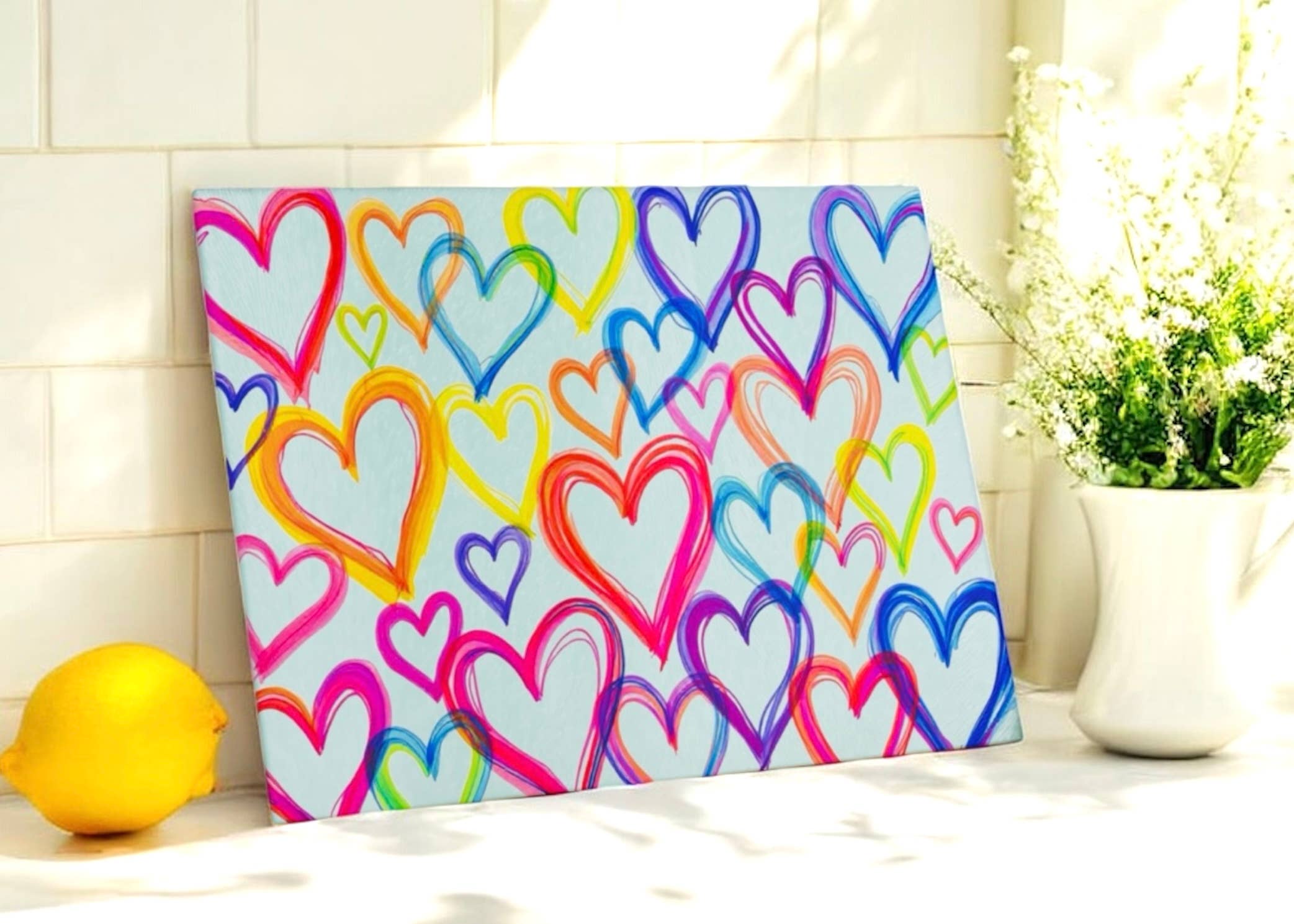 Graffiti Hearts Cutting Board