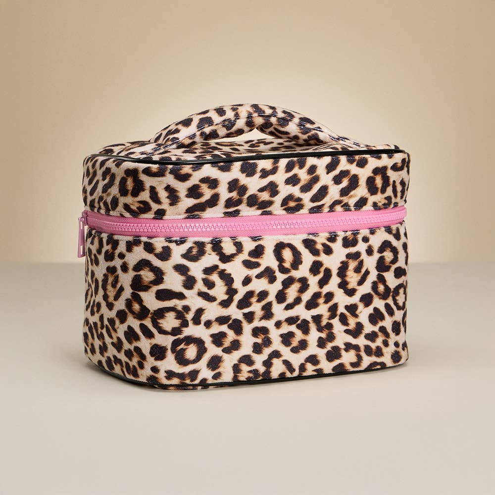 Leopard Pattern Print Cosmetic Bag, Large
