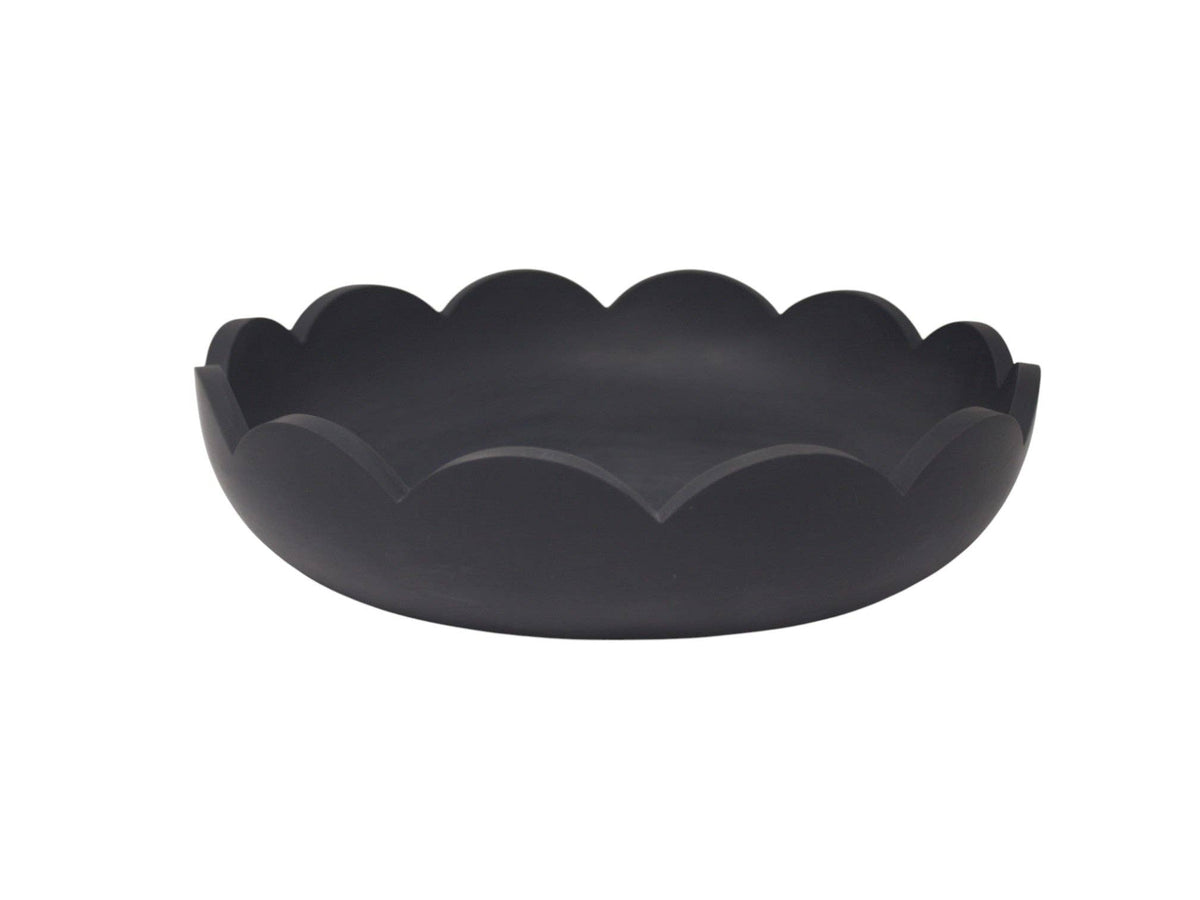 Scalloped Resin Serving Medium Tray 12" Black