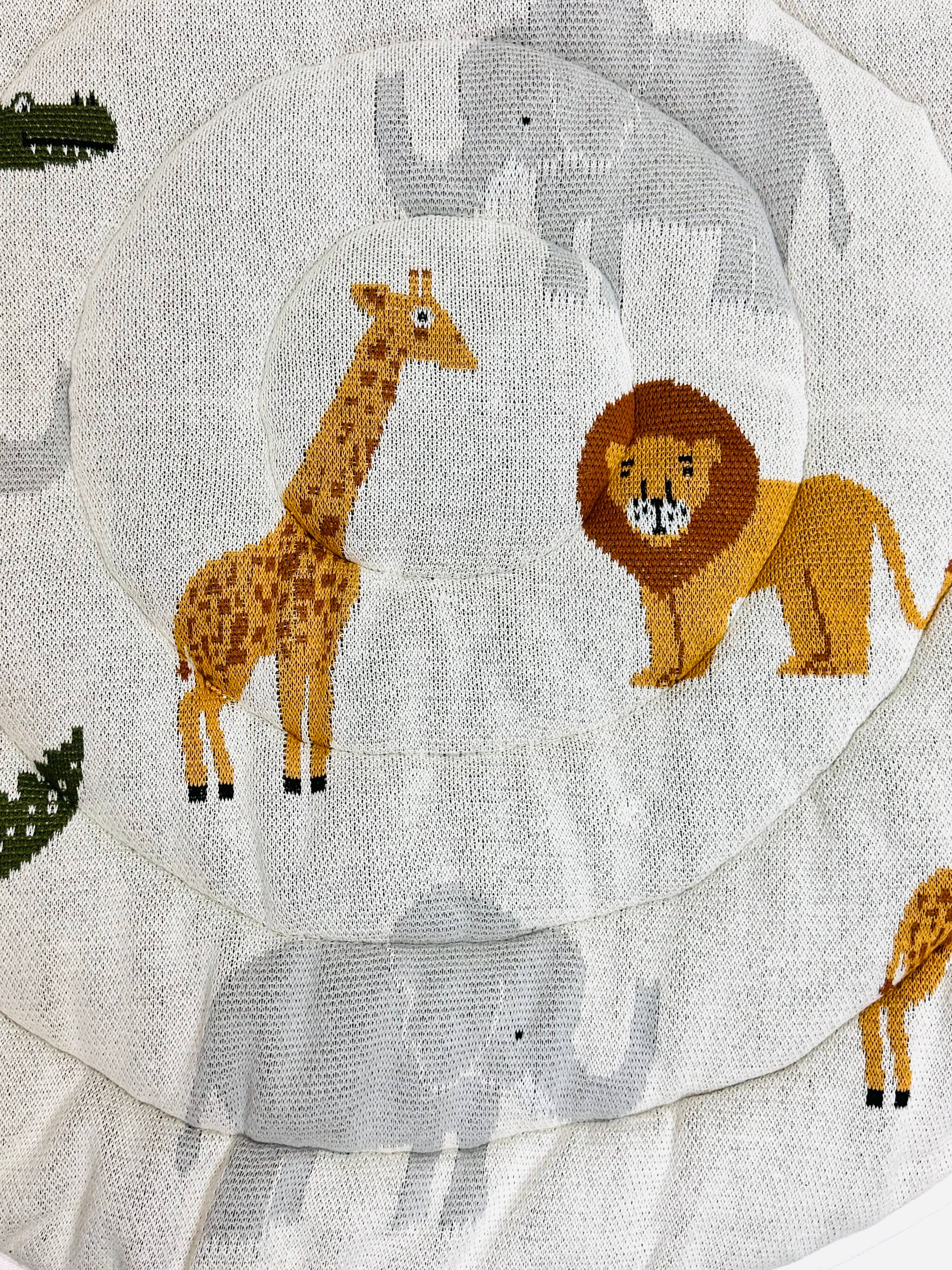 Safari Friends Organic Cotton Knit Baby Padded Round Playmat