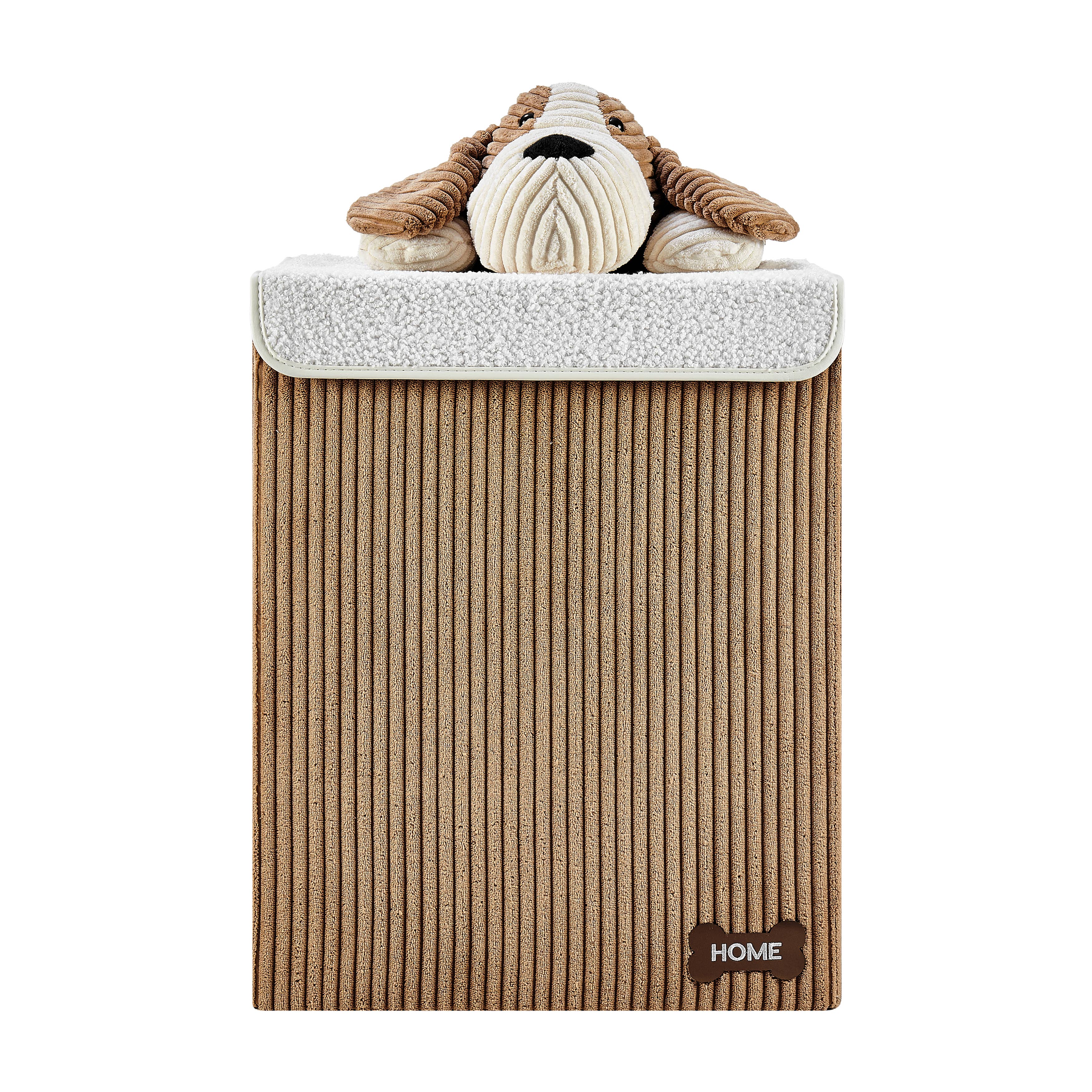 Personalized Collapsible Corduroy Plush Storage Box/Hamper - Dog