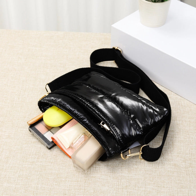 Sac bandoulière matelassé Puffer - Noir
